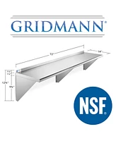 Gridmann 14" x 72" Nsf Stainless Steel Kitchen Wall Mount Shelf w/ Backsplash