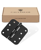 Cauldham 12 Pk 4" Interior Door Hinges 0.63" Radius Corners Black