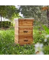 Honey Keeper Beehive 10 Frame Complete Box Kit Coated in 100% Beeswax (Waxed Boxes, 2 Deep and 1 Medium) with Wooden Frames and Waxed Foundations for