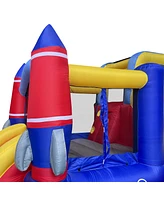 Cloud 9 Rocket Bounce House with Blower & Two Slides