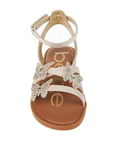 Bebe Big Girl's Strappy Sandal with Rhinestone Butterfly Appliques Polyurethane Sandals