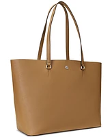 Lauren Ralph Lauren Karly Crosshatch Leather Large Tote