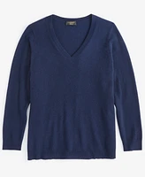 Charter Club Plus 100% Cashmere V-Neck Sweater, Created for Macy's