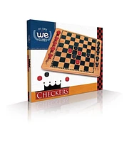 We Games 14.5 in. Red and Black Solid Wood Checkers Set, Grooves in Board