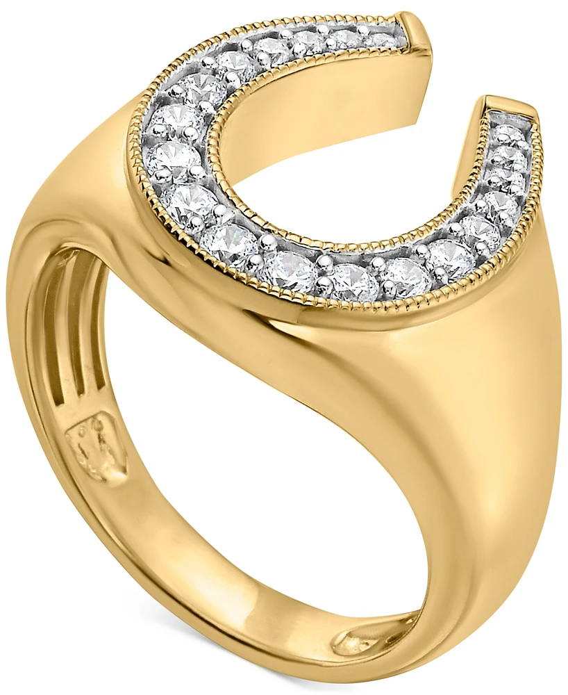 Men's Diamond Horseshoe Ring (1/3 ct. t.w.) in 14k Gold-Plated Sterling Silver