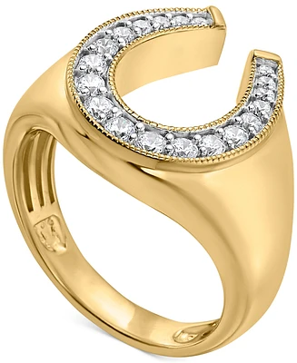 Men's Diamond Horseshoe Ring (1/3 ct. t.w.) in 14k Gold-Plated Sterling Silver