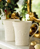 Belleek Pottery Claddagh Mugs, Set of 2