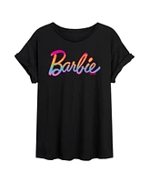 Hybrid Apparel Trendy Juniors Barbie Rainbow Graphic Oversized Tee