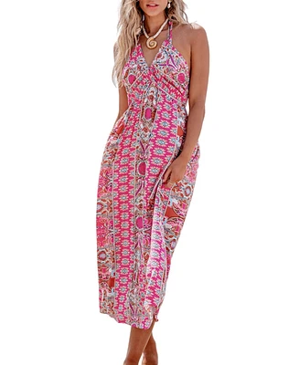 Cupshe Women's Floral Paisley Print Maxi Beach Dress