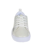 Bebe Big Girl's Low Profile Sneaker with Metallic Print and Holographic Counter Polyurethane Sneakers