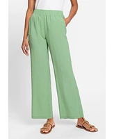 Olsen Women's Anna Fit Wide Leg Cropped Pull-On Crinkle Pant