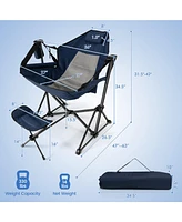 Gymax 2PCS Hammock Camping Chair w/ Retractable Footrest & Carrying Bag for Camping Navy