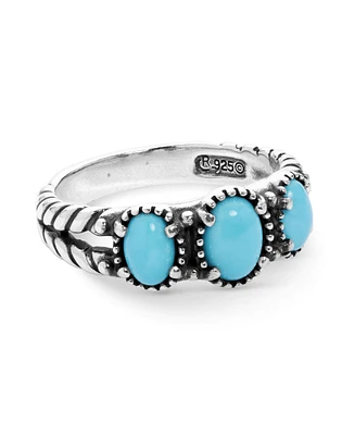 American West Jewelry Sterling Silver Women's Ring with Genuine Gemstone, 3-Stone Design, Sizes 5-10