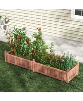Wooden Raised Garden Bed Outdoor Rectangular Planter Box with Drainage Holes