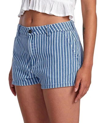 Rvca Juniors' Weekend Striped Denim Shorts