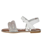 Bebe Big Girl's Rhinestone Tubular Sandal with Butterfly Chop Outs Polyurethane Sandals