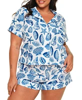 Adore Me Plus Lucero Short Sleeve Top & Shorts Pajama Set