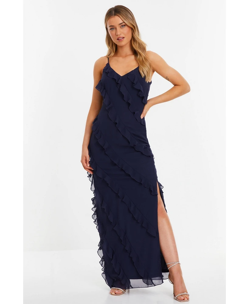 Quiz Women's Chiffon Ruffle Maxi Dress