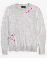 Charter Club Women's Cashmere L'Amour Embroidered Crewneck Sweater, Created for Macy's