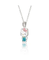 Hello Kitty Sanrio Flash Yellow Gold Plated Enamel and Pink Crystal Pendant - 18" Chain