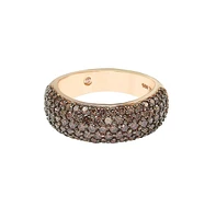 Suzy Levian New York Sterling Silver Cubic Zirconia Pave Thick Brown Band Ring