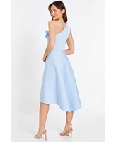 Quiz Women's Ruffle One-Shoulder Skater Midi Dress