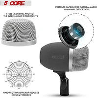 5 Core Tom Snare Mic Cardioid Dynamic Microphone for Drum Kit Percussion Instrument Tom Xp