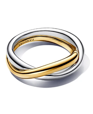 Pandora Two-tone Entwined Bands Ring Sterling Silver and 14k Gold-plated
