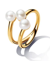 Pandora Treated Freshwater Cultured Pearl Open Ring 14k Gold-plated