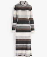 Charter Club Women's Cashmere Striped Turtleneck Midi Dress, Created for Macy's