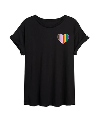 Hybrid Apparel Trendy Juniors Lgbtq Heart Graphic Oversized Tee