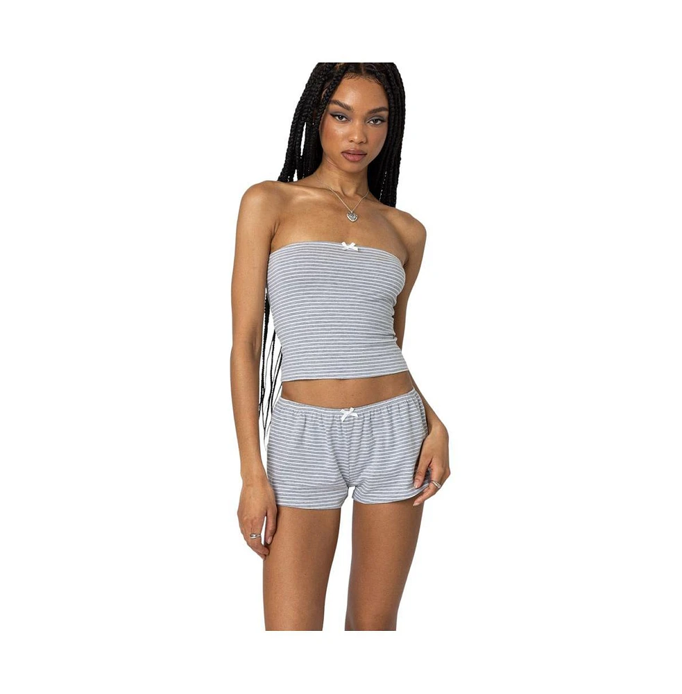 Edikted Women's Astor Striped Tube Top - Gray-and