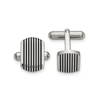 Chisel Stainless Steel Polished Black Ip-plated Striped Cufflinks