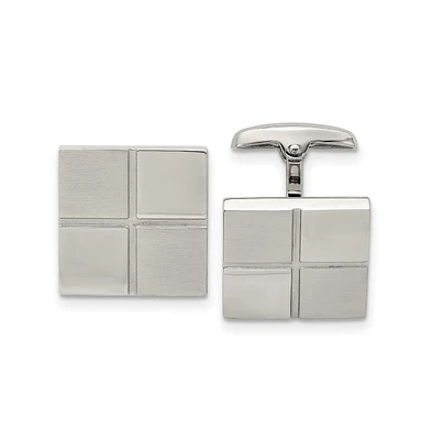 Chisel Stainless Steel Brushed and Polished Square Cufflinks