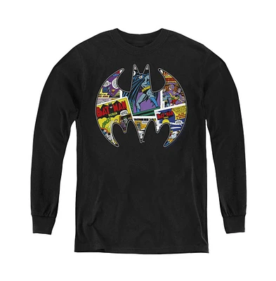 Batman Boys Youth Comic Bat Long Sleeve Sweatshirt