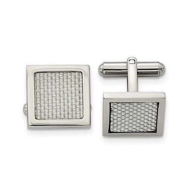 Chisel Stainless Steel with Grey Carbon Fiber Inlay Square Cufflinks