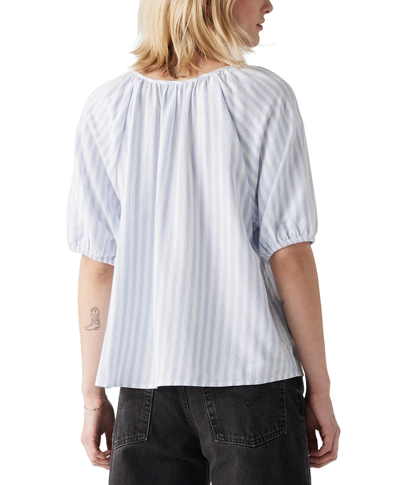 Levi's Women's Leanne Button-Front Puff-Sleeve Top