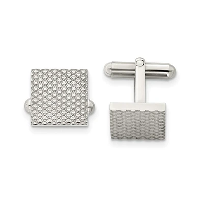 Chisel Stainless Steel Polished and Textured Cufflinks