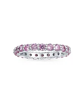 Bling Jewelry Cubic Zirconia Stackable Cz Eternity Thin 3MM Band Ring For Women Sterling Silver