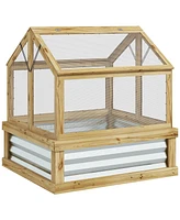 Outsunny Raised Garden Bed with Wooden Cold Frame, 35.5" x 31.5" x 36"