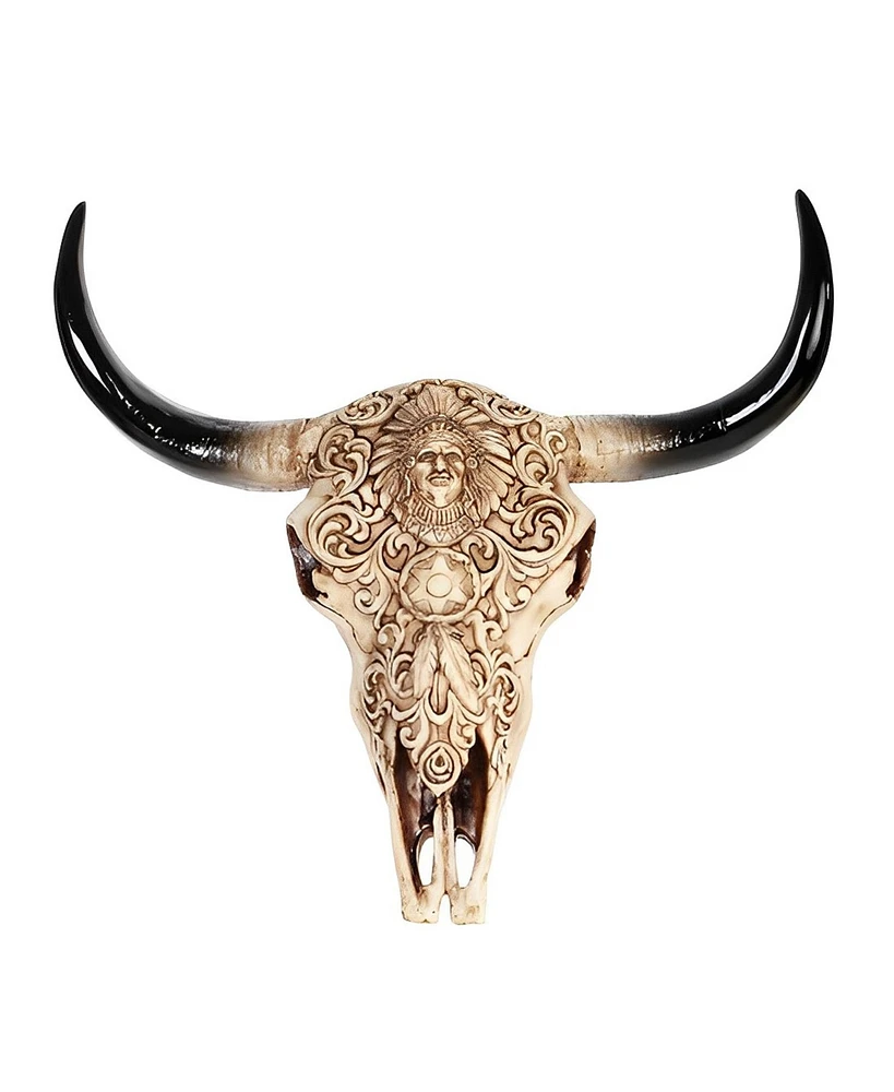 Fc Design 11"H Buffalo Skull with Carved Relief on The Front Taxidermy Animal Head Wall Plaque Decor Home Decor Perfect Gift for House Warming, Holida