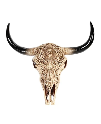 Fc Design 11"H Buffalo Skull with Carved Relief on The Front Taxidermy Animal Head Wall Plaque Decor Home Decor Perfect Gift for House Warming, Holida