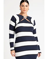 Eloquii Women's Striped Sweater Dress