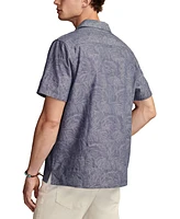 Lucky Brand Men's Tropical Leaf Jacquard Short Sleeve Camp Collar Shirt