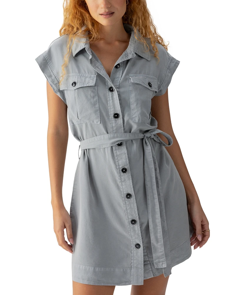 Sanctuary Women's Theo Belted Cap-Sleeve Button-Up Dress