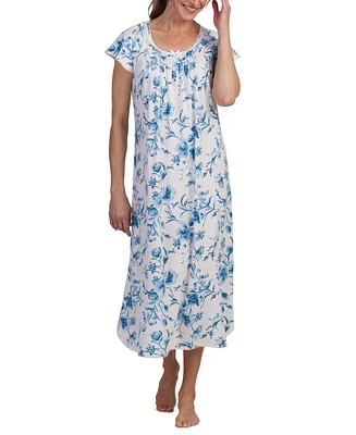 Miss Elaine Women's Cap-Sleeve Floral Nightgown