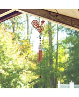 Fc Design 30" Long Rooster Copper and Gem Wind Chime Home Decor Perfect Gift for House Warming, Holidays and Birthdays