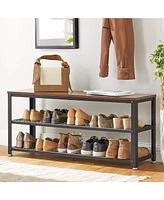 Slickblue Rustic Brown 3-tier Shoe Storage Bench