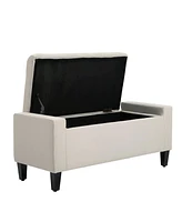 Homcom Recgular Tufted Linen Storage Ottoman Bench with Flipping Top