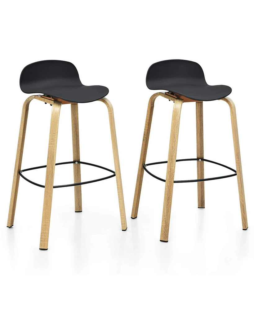 Sugift Set of 2 Modern Barstools Pub Chairs with Low Back and Metal Legs